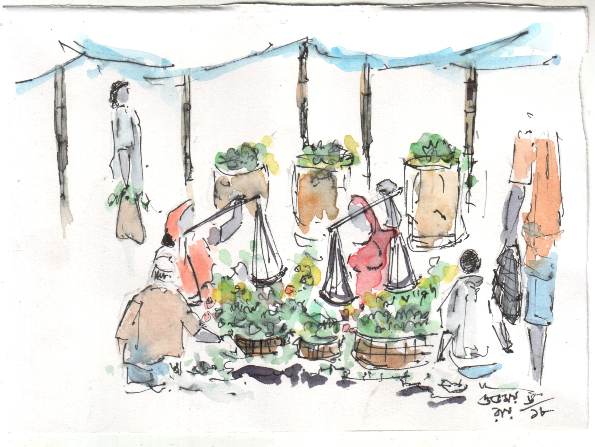 vegetable market drawings